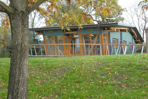 Autumn view of finished building